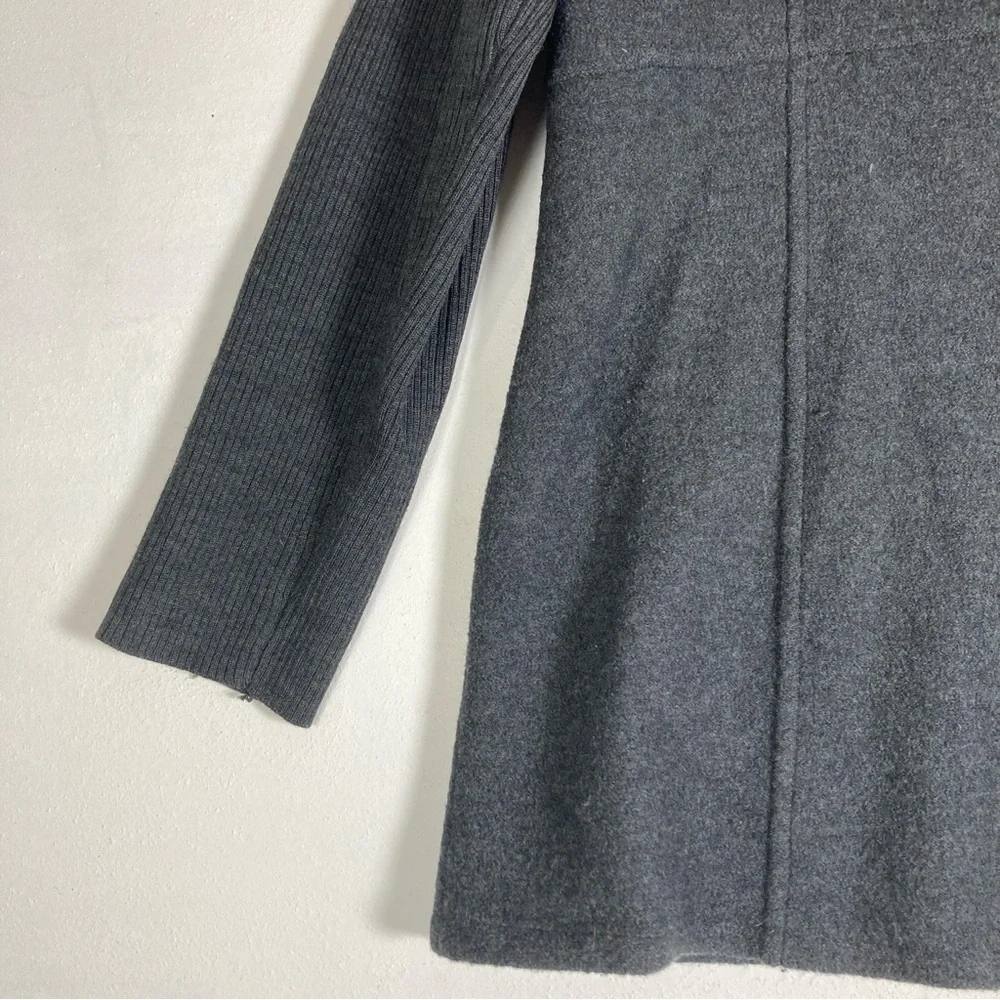Alfani Charcoal Double-Breasted Pea Coat Merino Wool M Women’s Travel Cozy - Picture 4 of 13